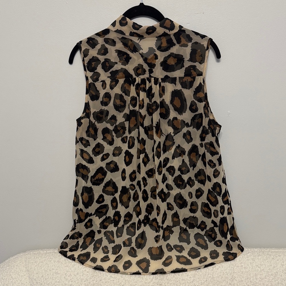 🐈 Forever 21 Leopard Animal Print Sleeveless Top - L - Picture 7 of 10